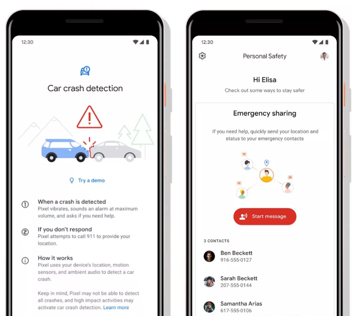 Détection d'accident de la route Google Pixel 4