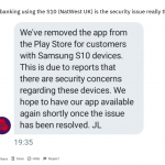 Samsung GALAXY S10 FORBIDDEN Banks the problem