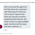 Samsung GALAXY S10 INTERZIS Banci problema