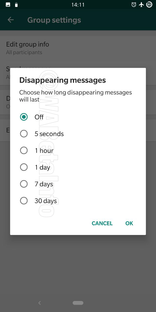 Options d'autodestruction des messages surprises des téléphones WhatsApp