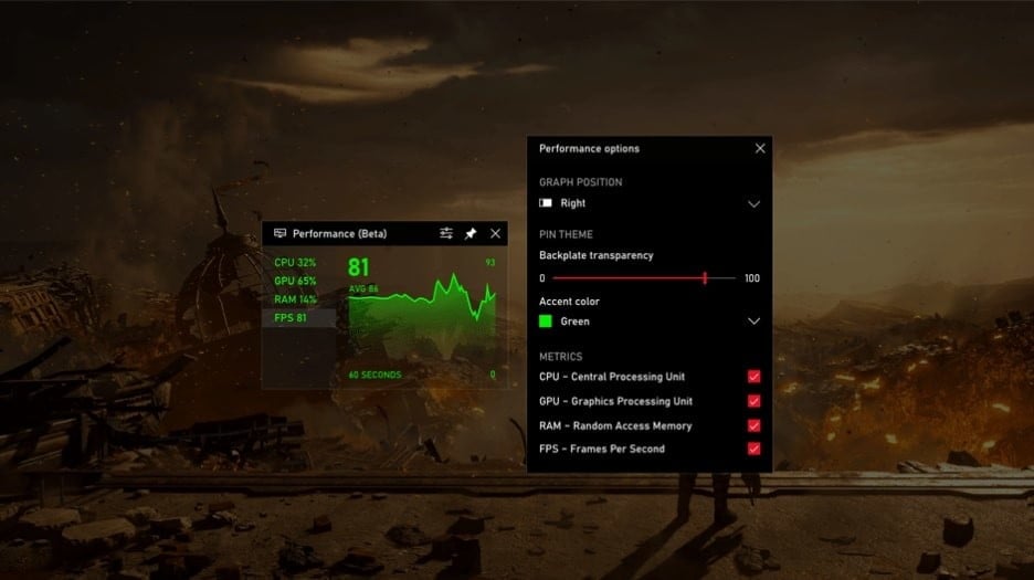 Windows 10 fpx xbox game bar