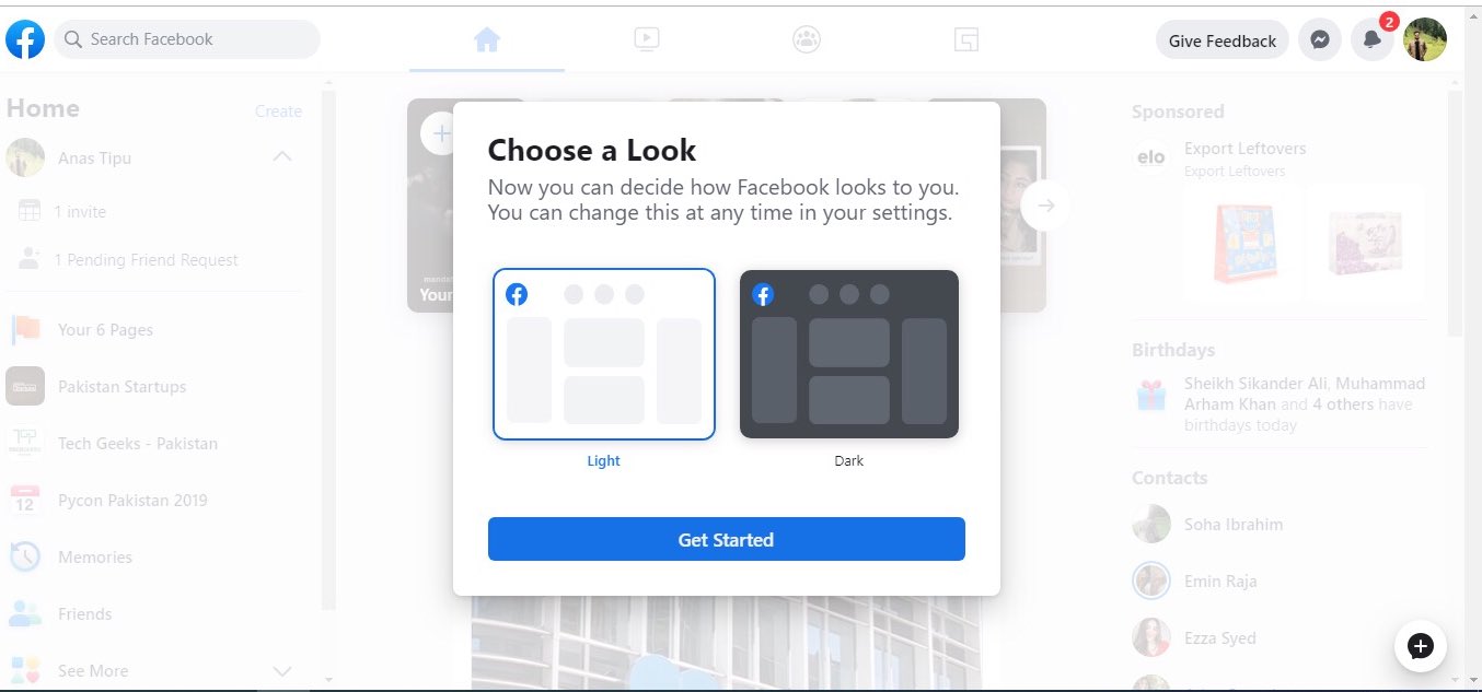 facebook visar den nya designen av det vita sociala nätverket 1