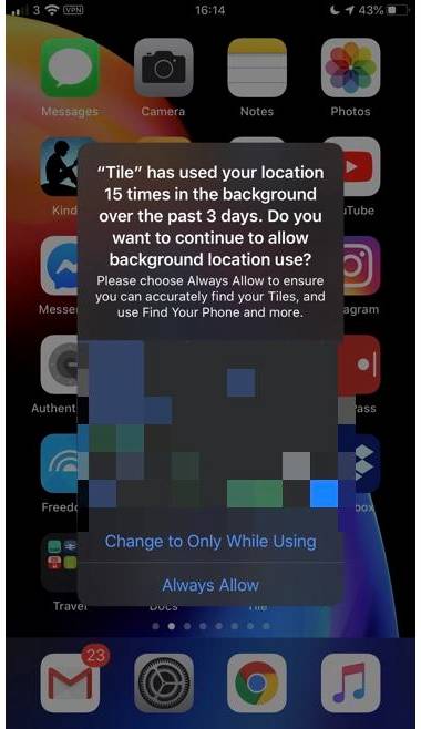 Alert aktywności wiadomości w tle iOS 13