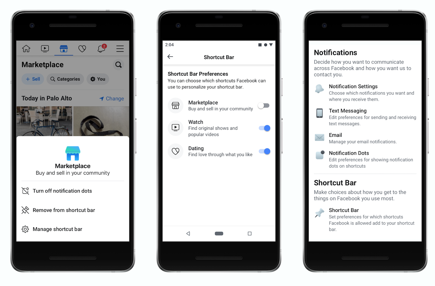 Facebook reorganization shortcuts