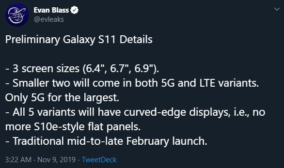 Specificatiile Samsung GALAXY S11