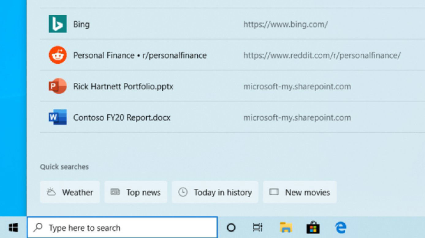 Scorciatoie per la ricerca su PC Windows 10