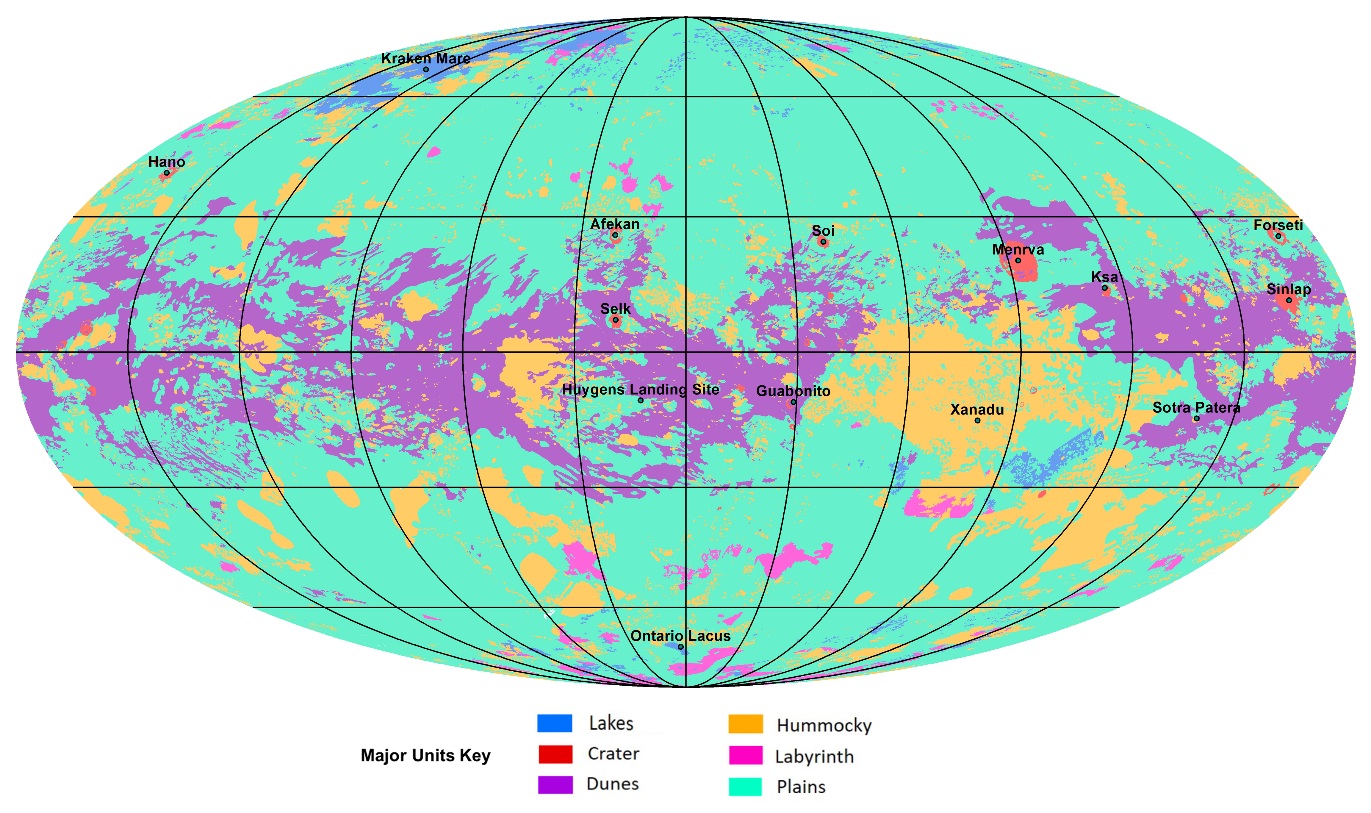 mappa geologica della NASA Titan Moon