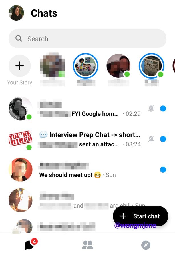 Facebook Messenger buton conversatii