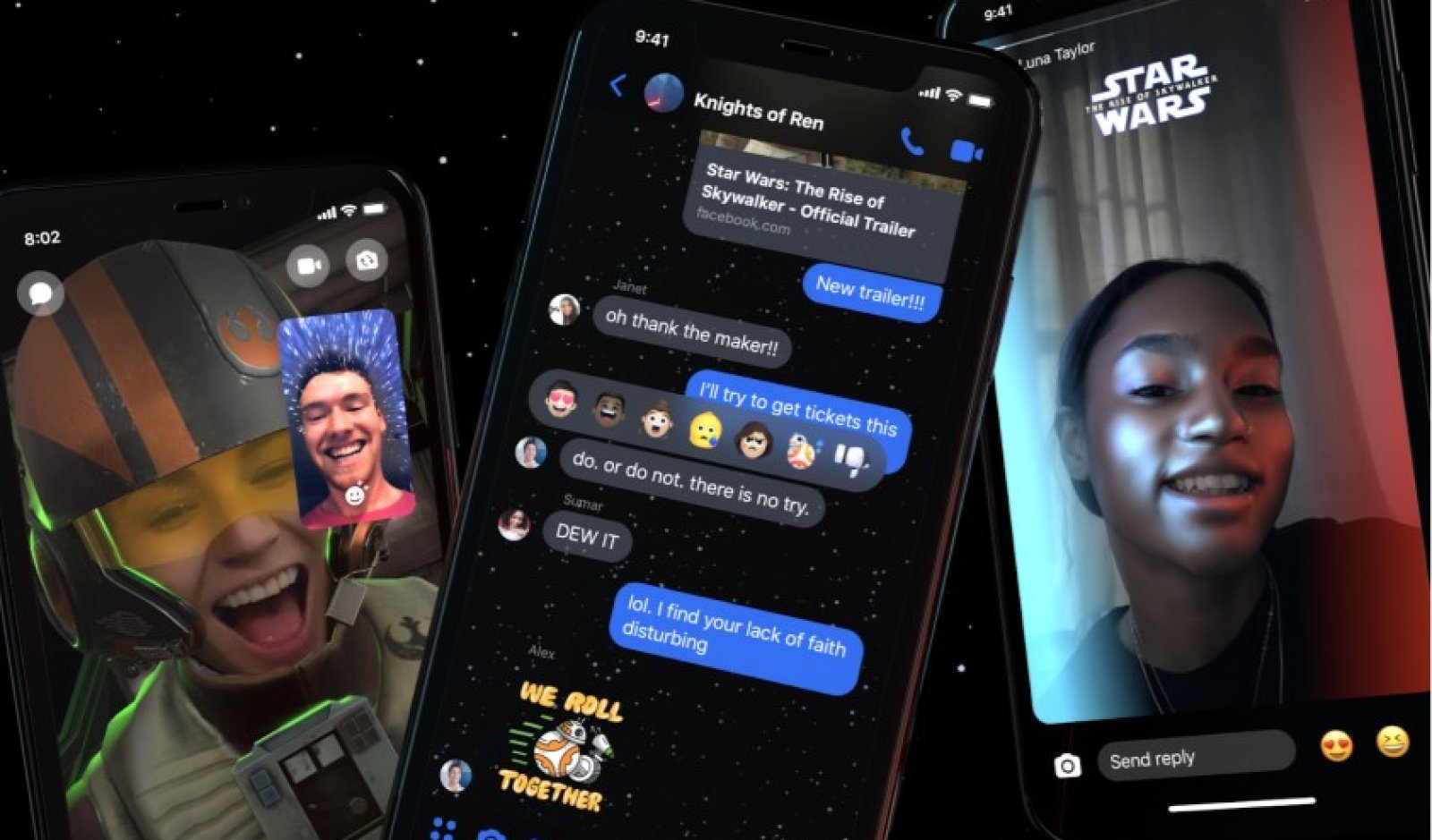 Tema de guerra de las galaxias de Facebook Messenger