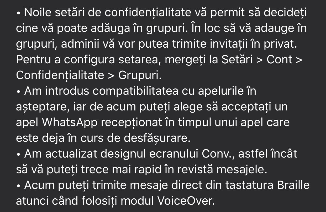 WhatsApp update 4 functii noi