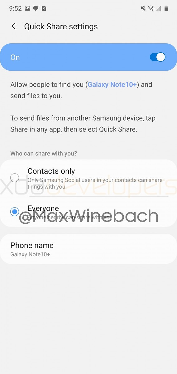 Samsung Quick Share setari