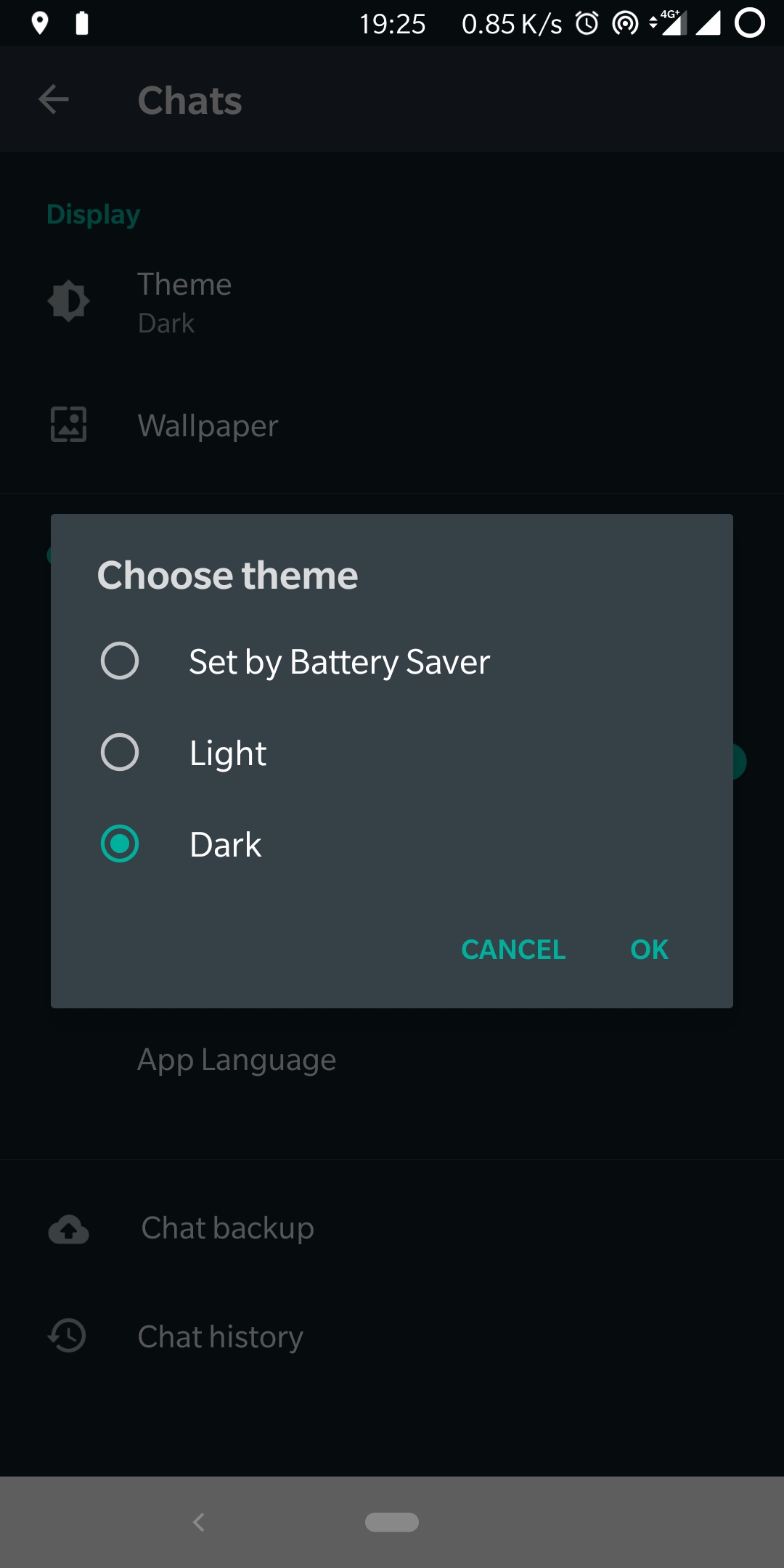 WhatsApp android mørk tilstand beta