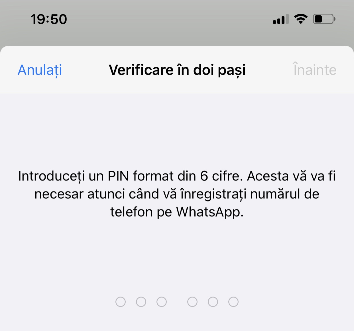 WhatsApp protectie 2 pasi