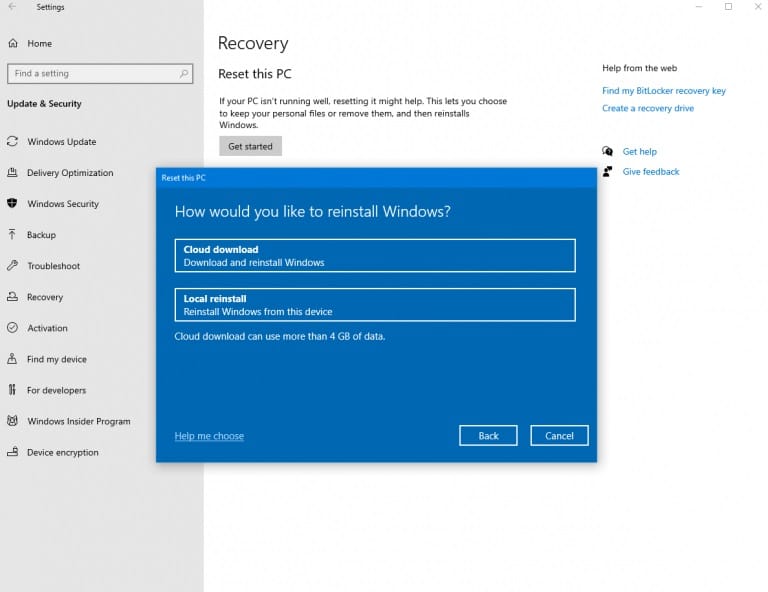 Windows 10 cloud download