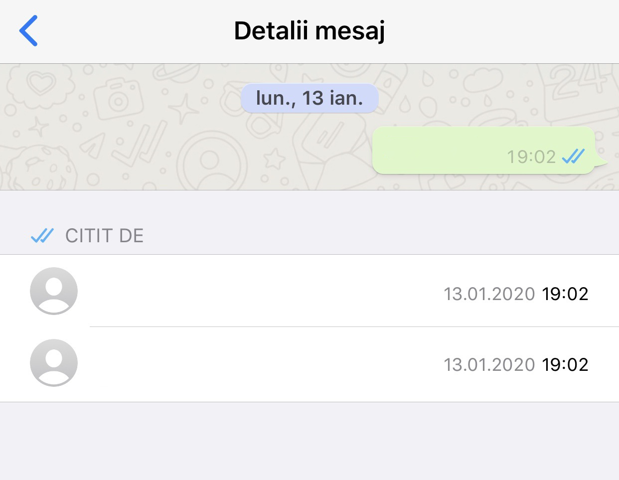 confirmations de lecture des messages du groupe WhatsApp