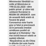 Mensaje falso de whatsapp de coronavirus Rumania
