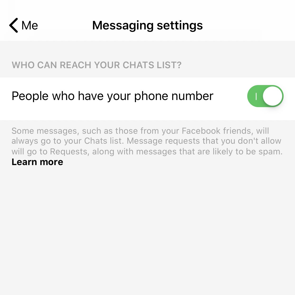 Facebook Messenger chat list necunoscuti