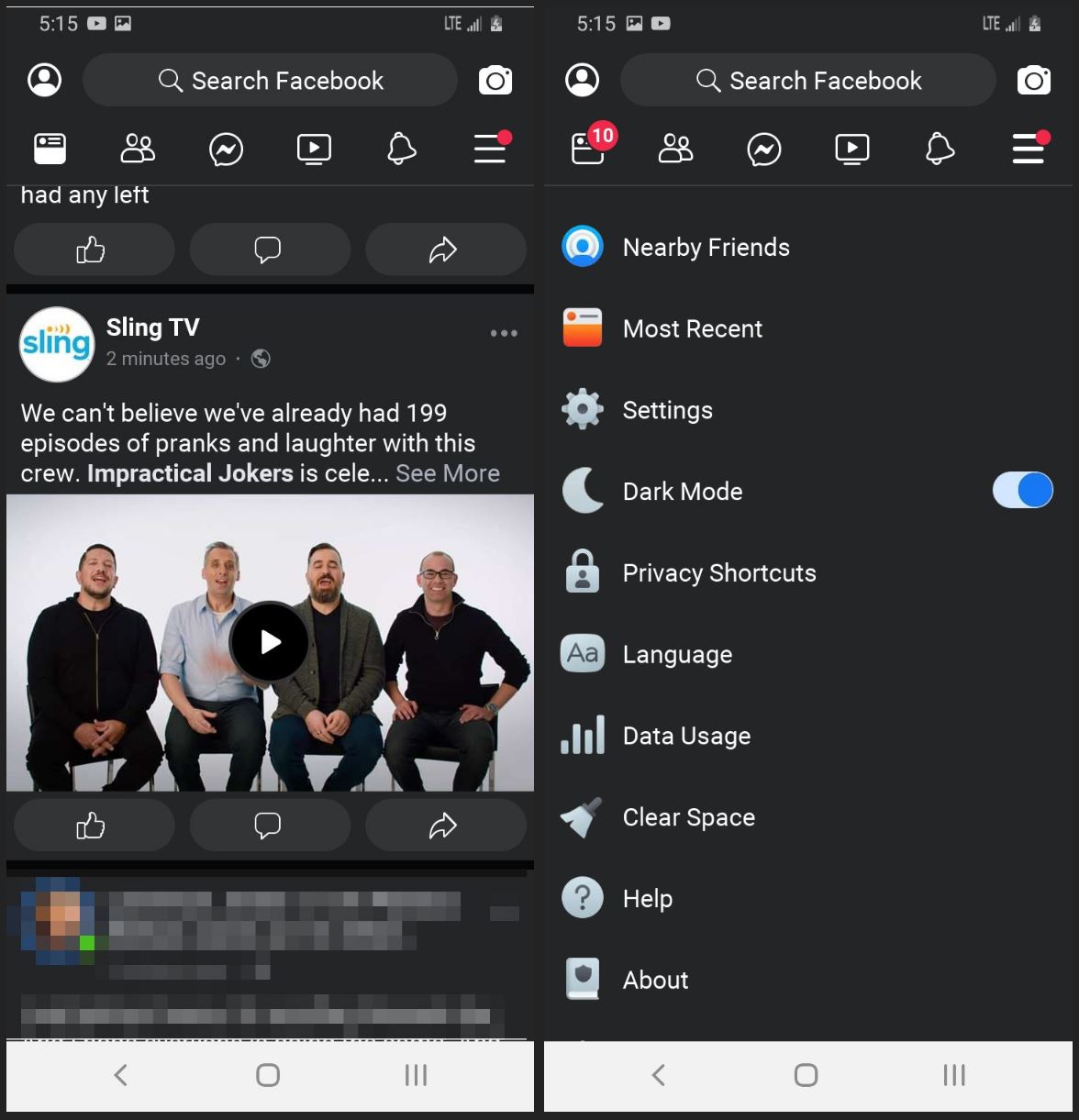 Facebook Lite Dark Mode iPhone Android