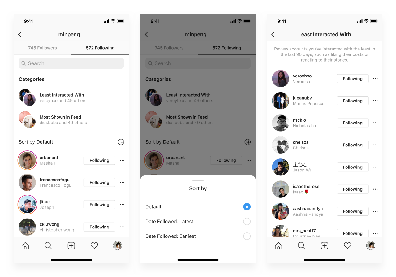 Instagram filtrare feed optiuni