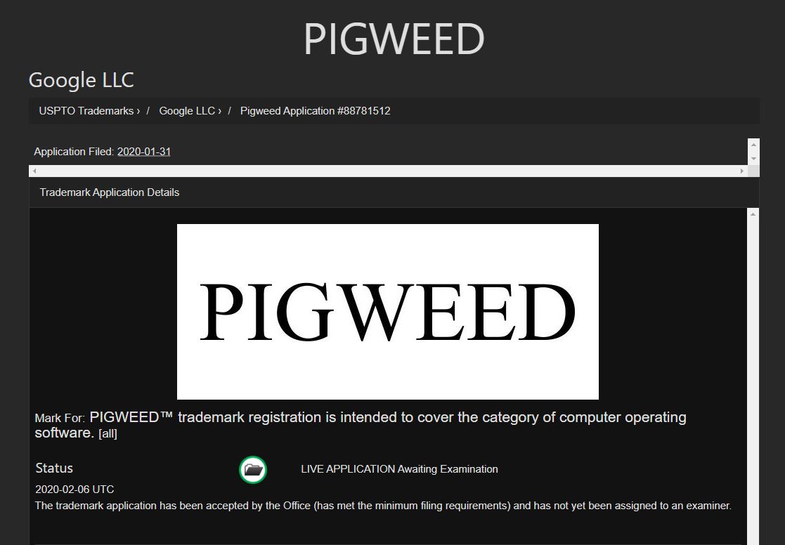 Registro de Google de Pigweed