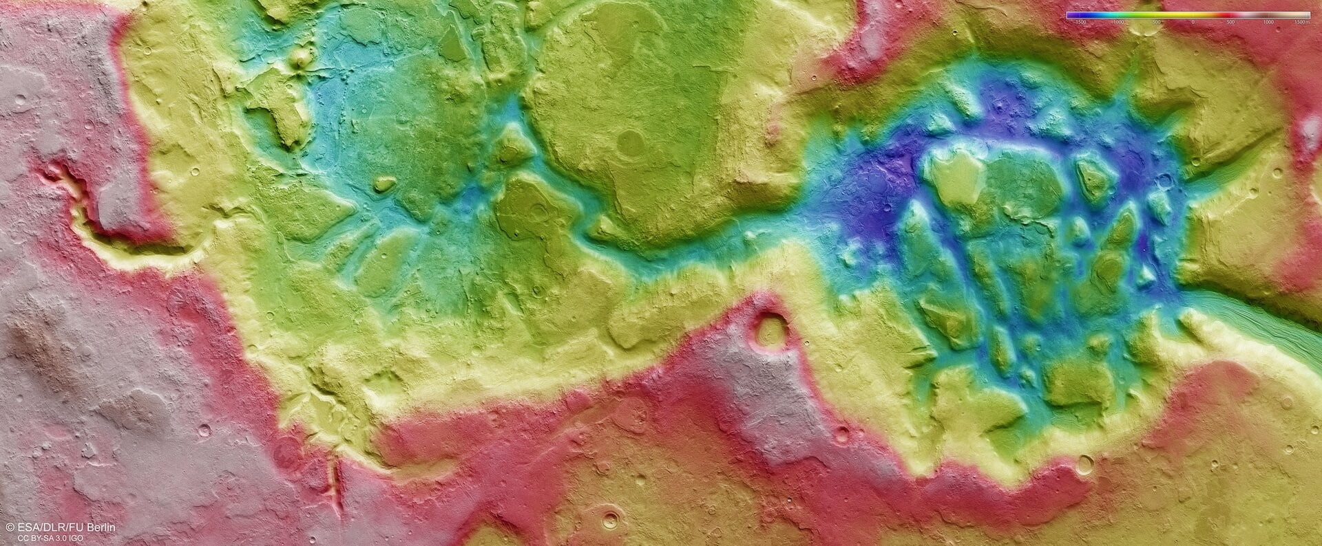Planeten Mars avgränsade halvklot