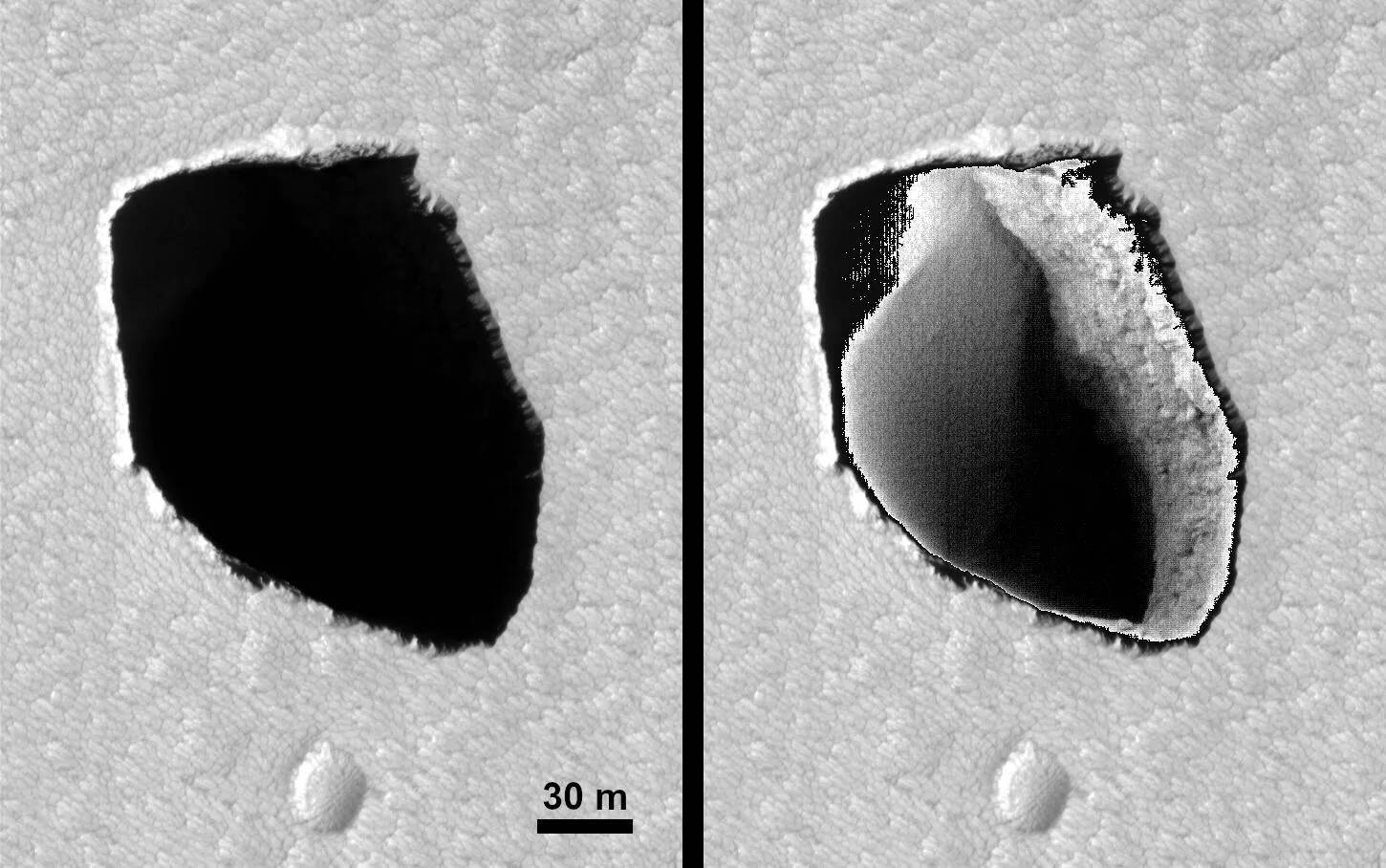 Cuevas secretas del planeta Marte