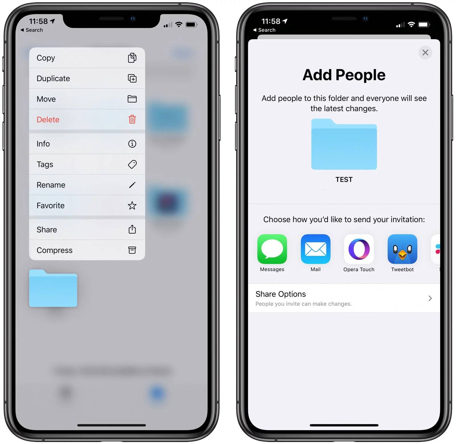 iOS 13.4 functie icloud folder sharing