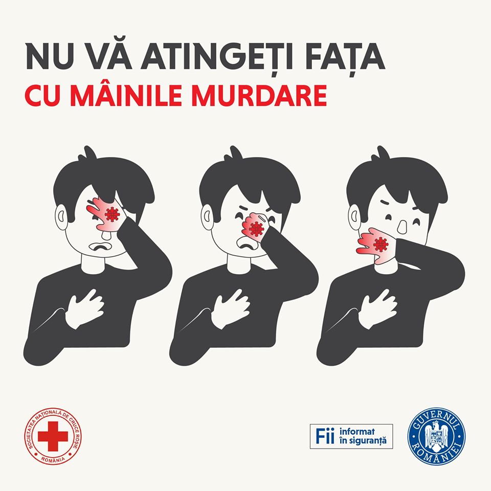 Rumæniens anbefalinger fra regeringens coronavirus rører ansigtet