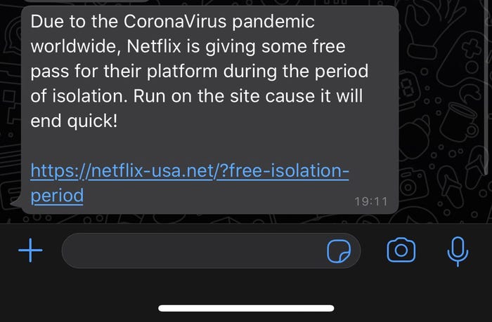 Estafa de Netflix por coronavirus