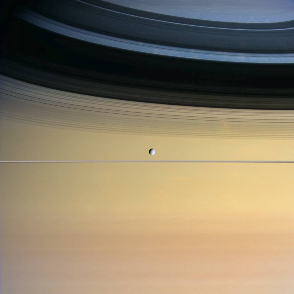 The planet Saturn dione the moon