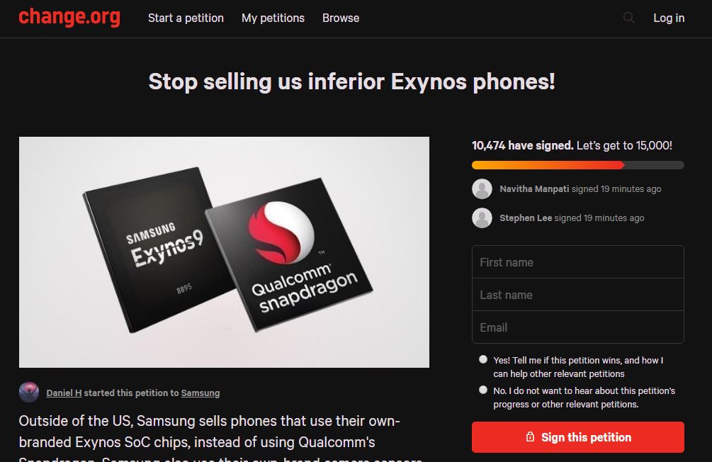 Exynos-petitie van Samsung