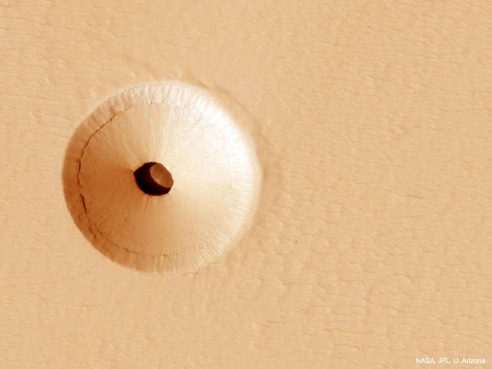 entrées des grottes de la planète Mars