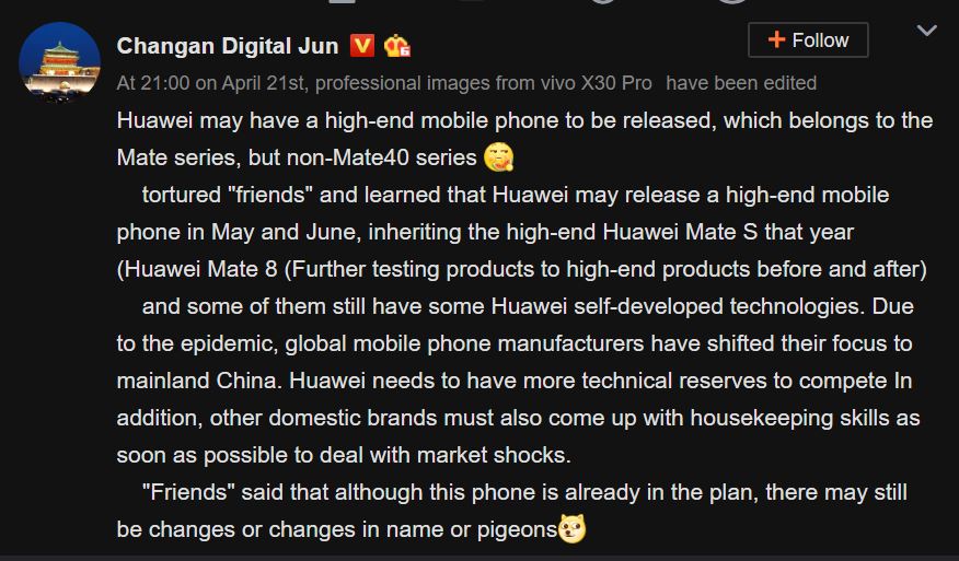 Premiera Huawei Mate w Chinach