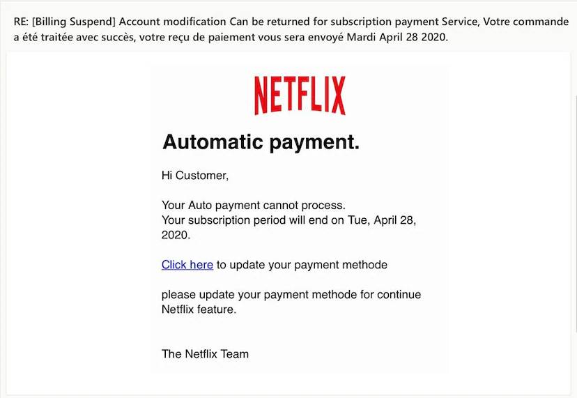 Netflix phishing thefts