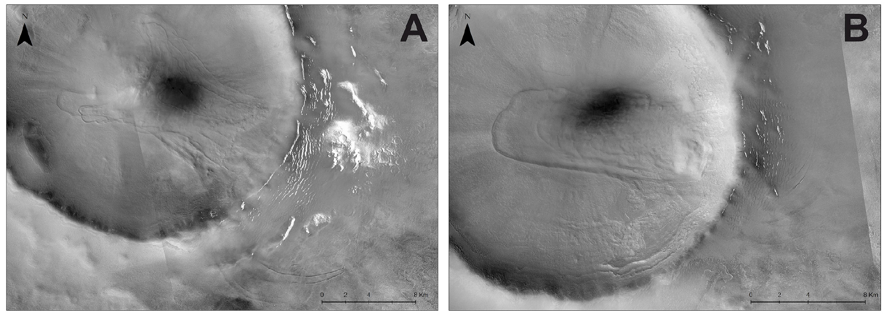 Planet Mars ice avalanche