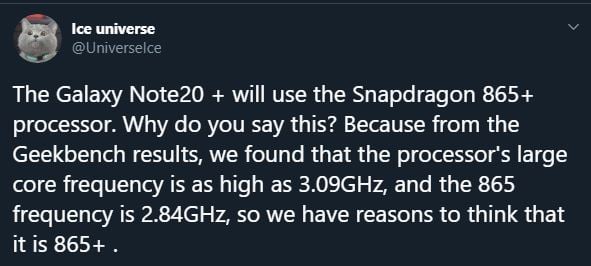 Samsung GALAXY NOTE 20 new chipset