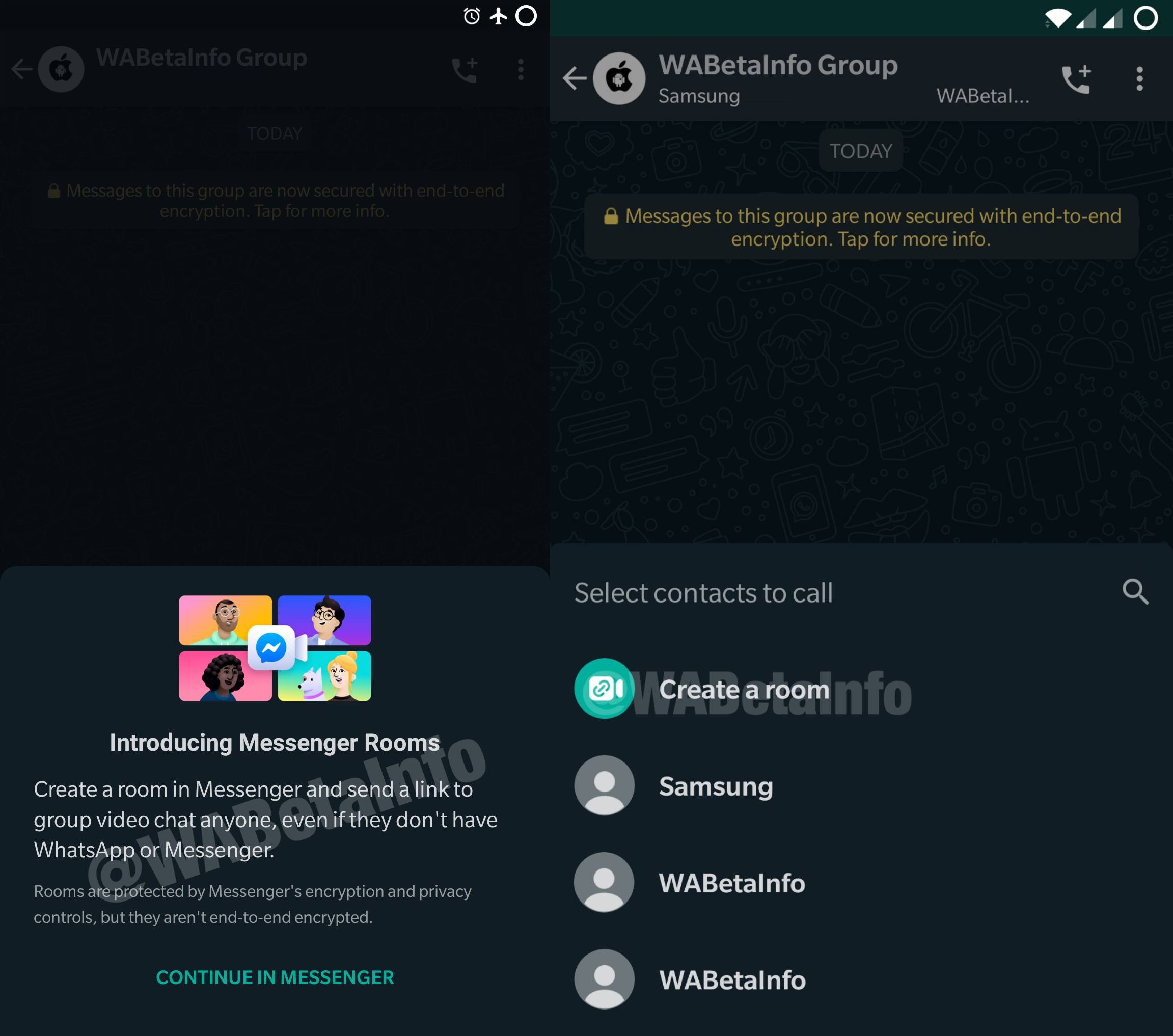 WhatsApp rooms interface