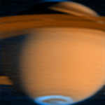 Planeten Saturnus norrskens sydpol