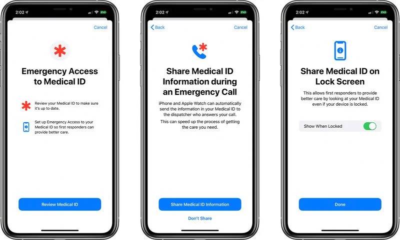 Problèmes médicaux d'urgence iOS 13.5