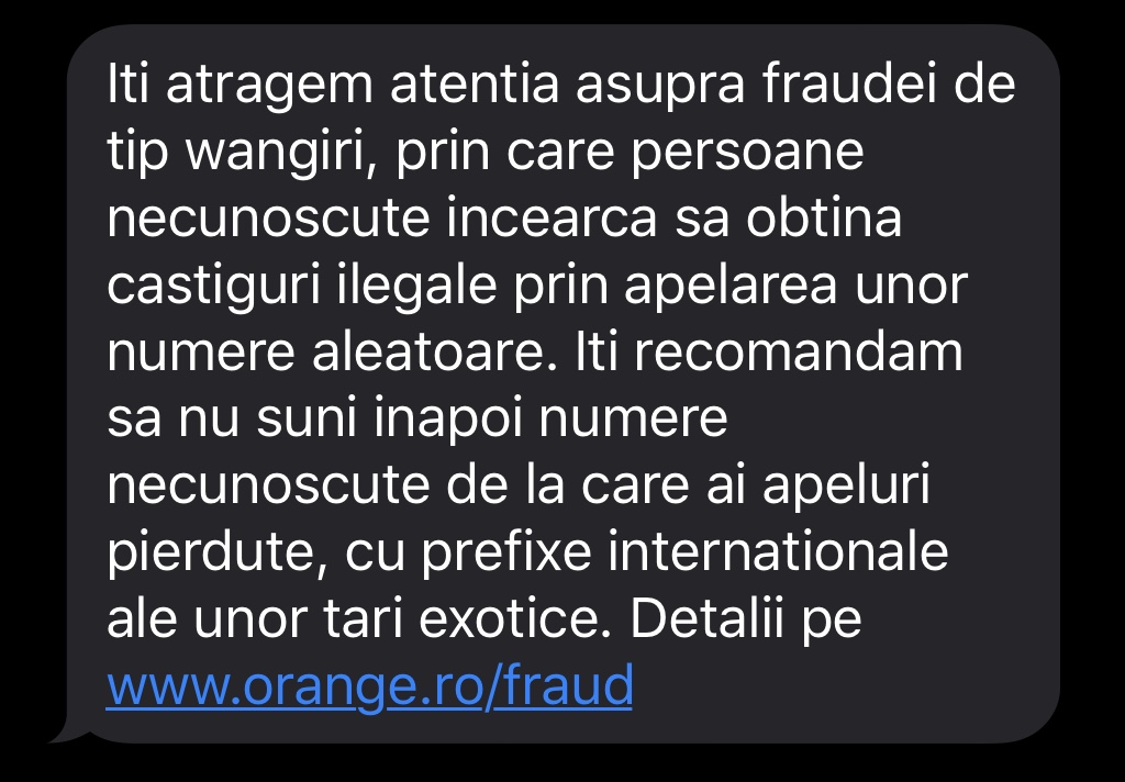 Orange bedräglig wangiri