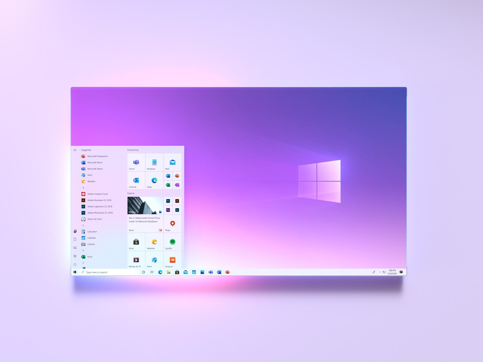 Menu di avvio di Windows 10