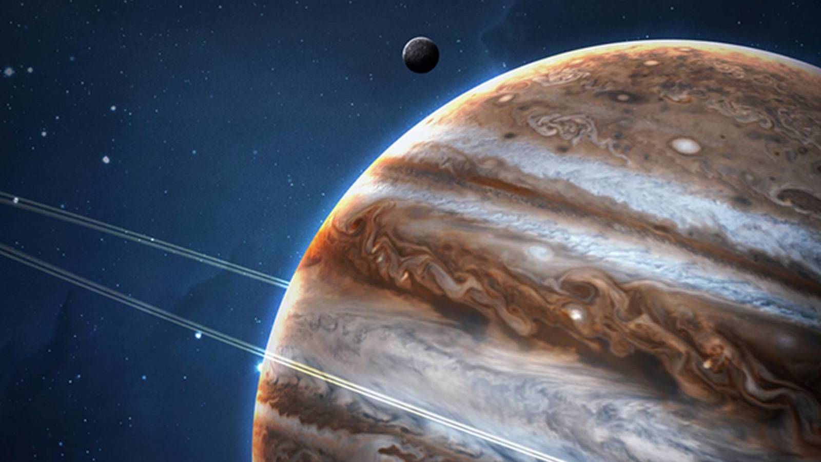 Planeten Jupiter stormar