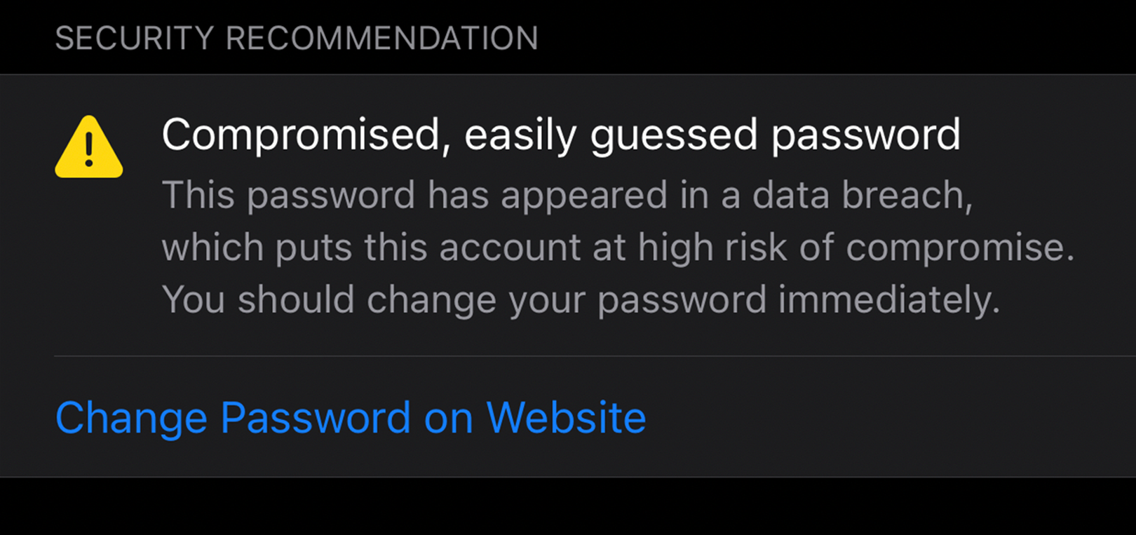 iOS 14 password compromised