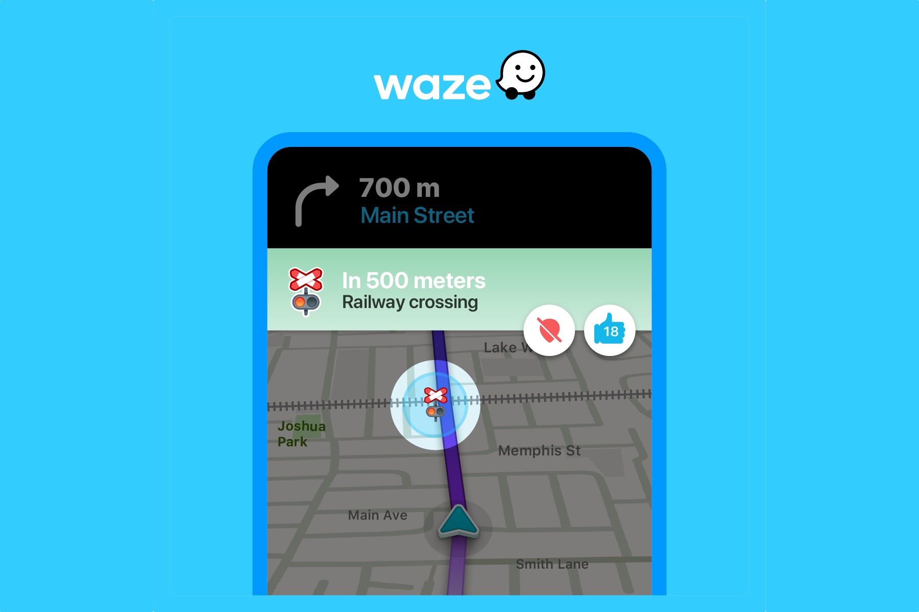 Waze-telefonjernbaneadvarsler