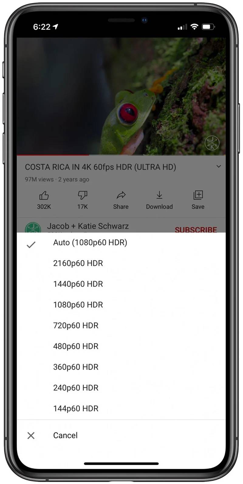 iOS 14 4k YouTube actief