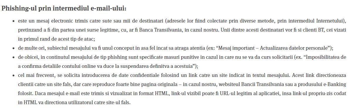 BANCA Transilvania vigilenta phishing