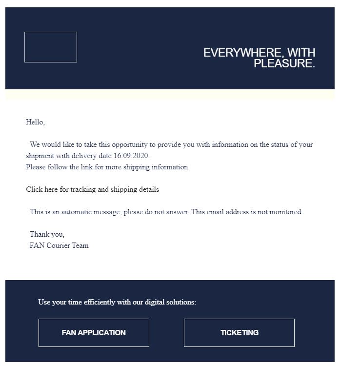FAN Courier phishing-e-mail