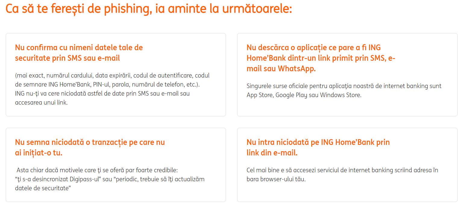 ING Bank falsificari protectie