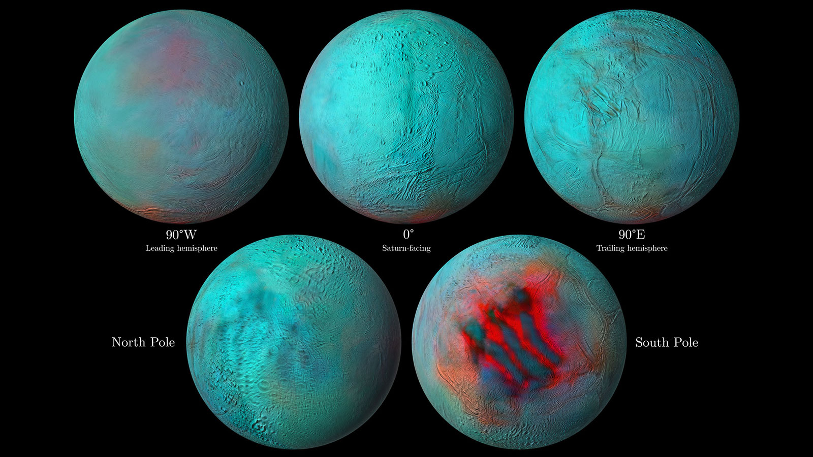 Ubicaciones del hielo del planeta Saturno