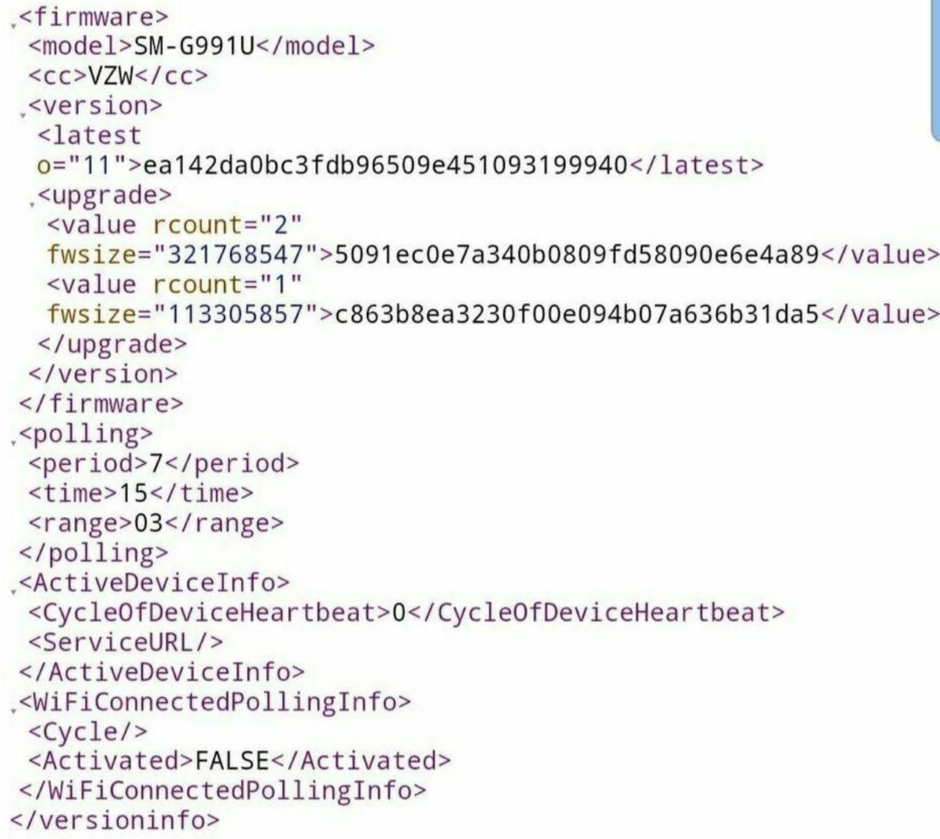 Samsung GALAXY S21 firmware confirmat